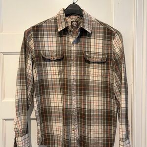 Timberland Casual Plaid Shirt - Olive Green, Gray, Orange